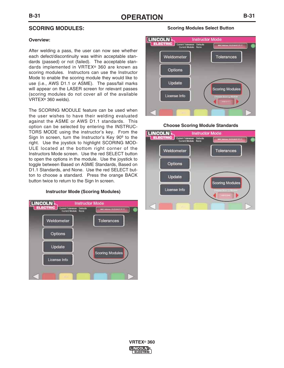 Operation | Lincoln Electric IM10046 VRTEX 360 User Manual | Page 48 / 65