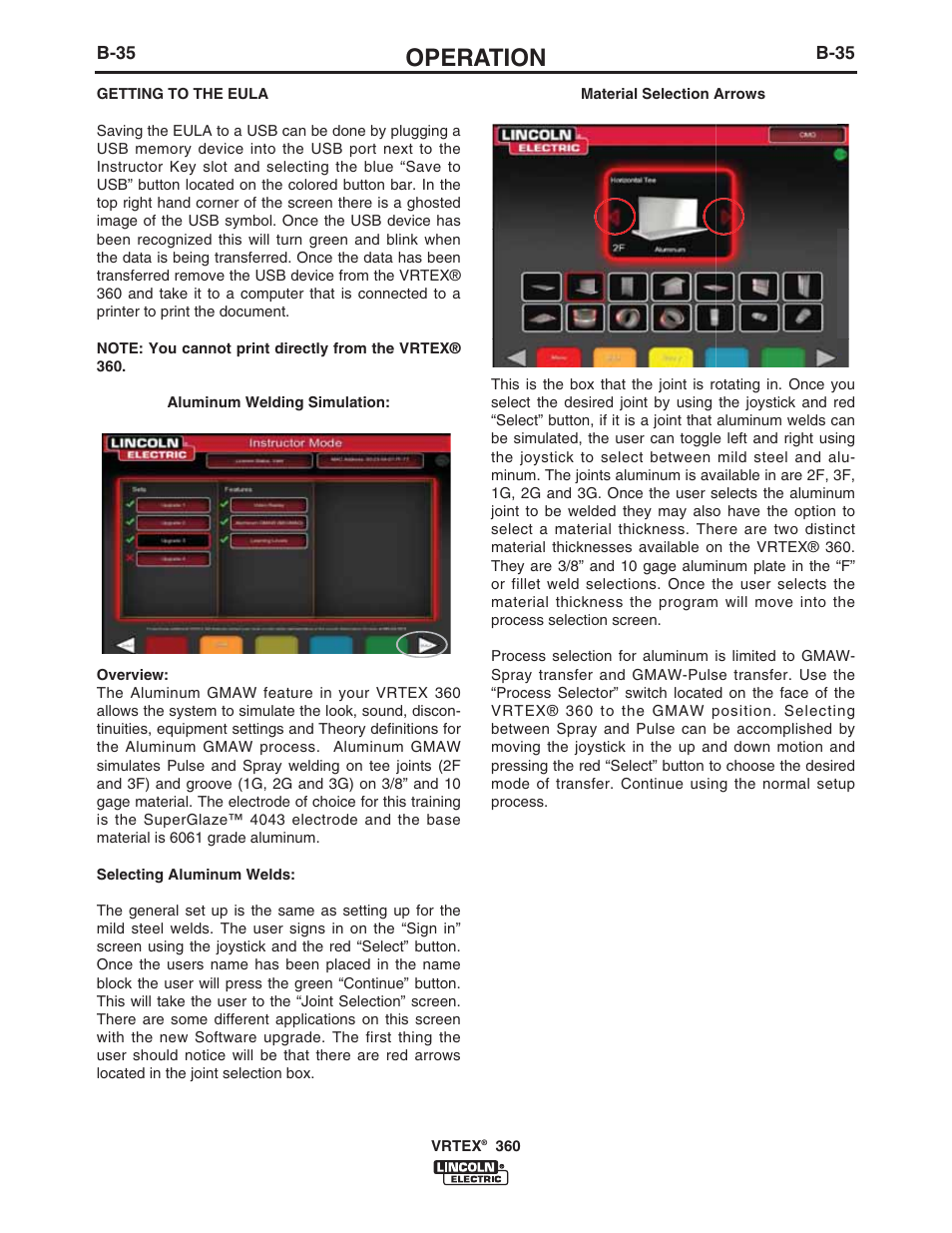 Operation | Lincoln Electric IM10046 VRTEX 360 User Manual | Page 52 / 65