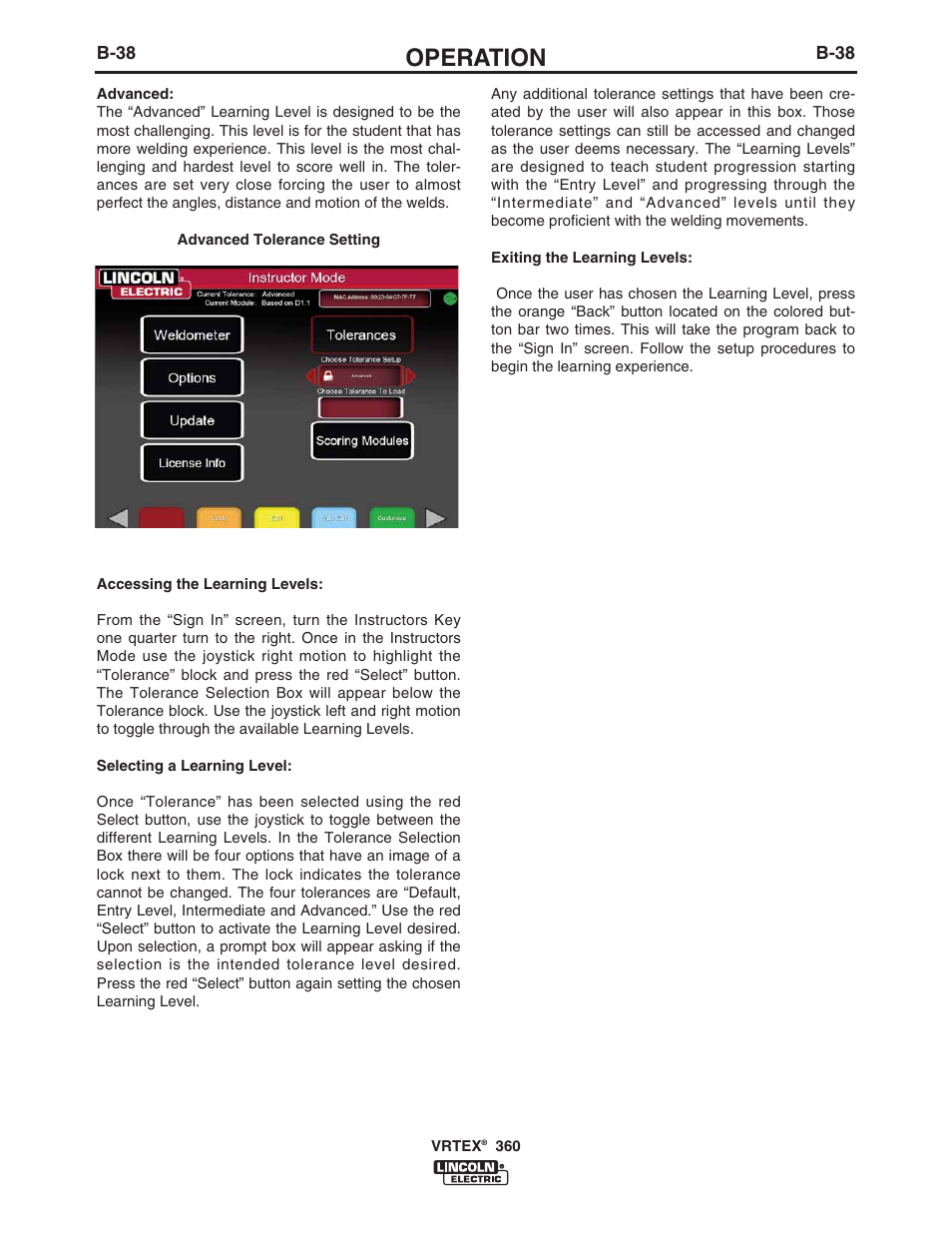 Operation | Lincoln Electric IM10046 VRTEX 360 User Manual | Page 55 / 65