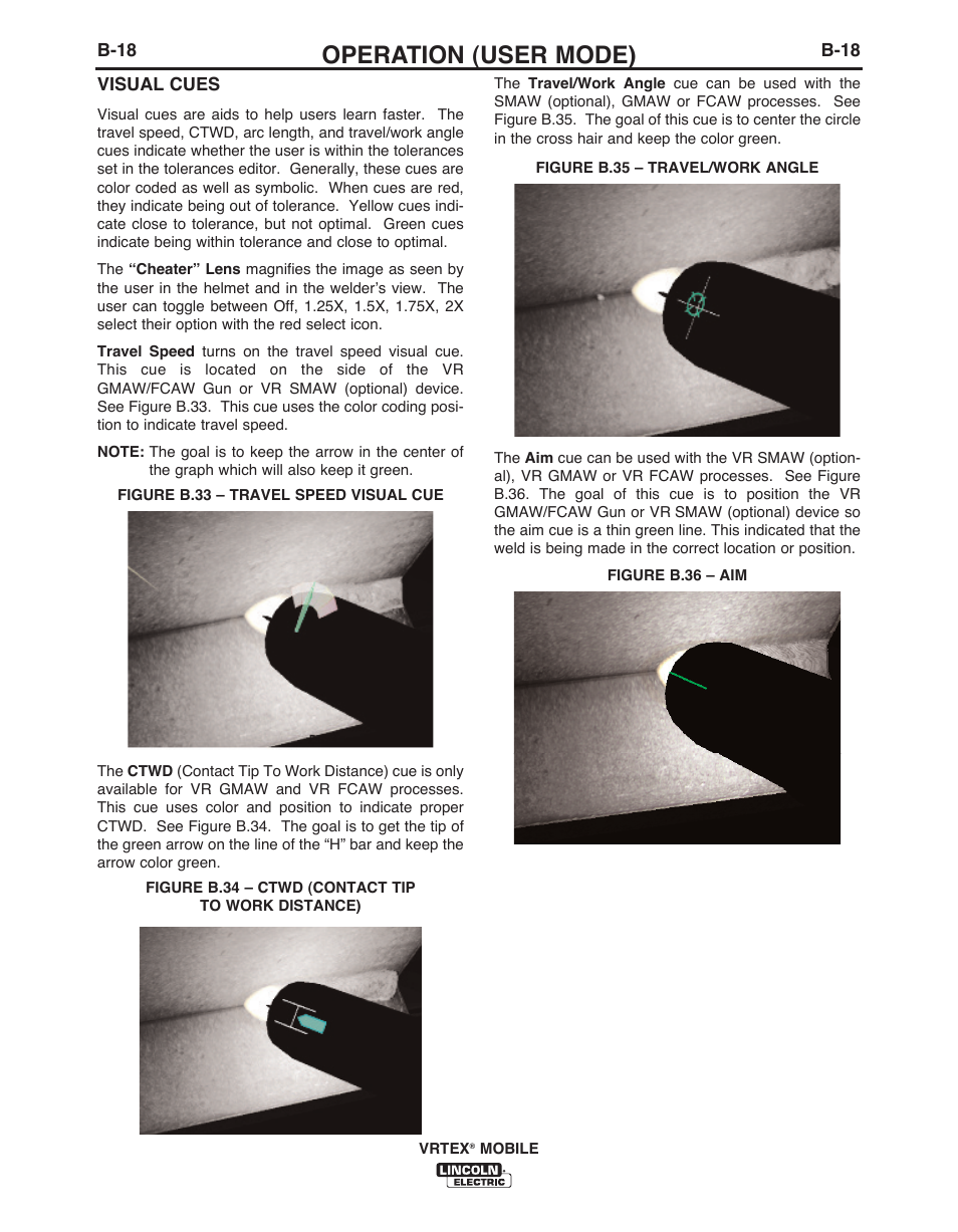 Operation (user mode) | Lincoln Electric IM10136 VRTEX MOBILE User Manual | Page 37 / 53