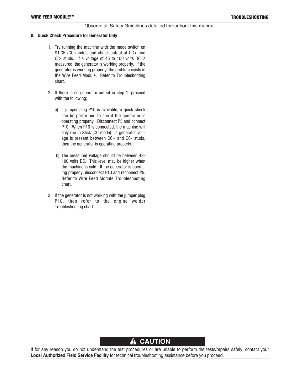 Caution | Lincoln Electric IM10171 WIRE FEED MODULE User Manual | Page 24 / 36