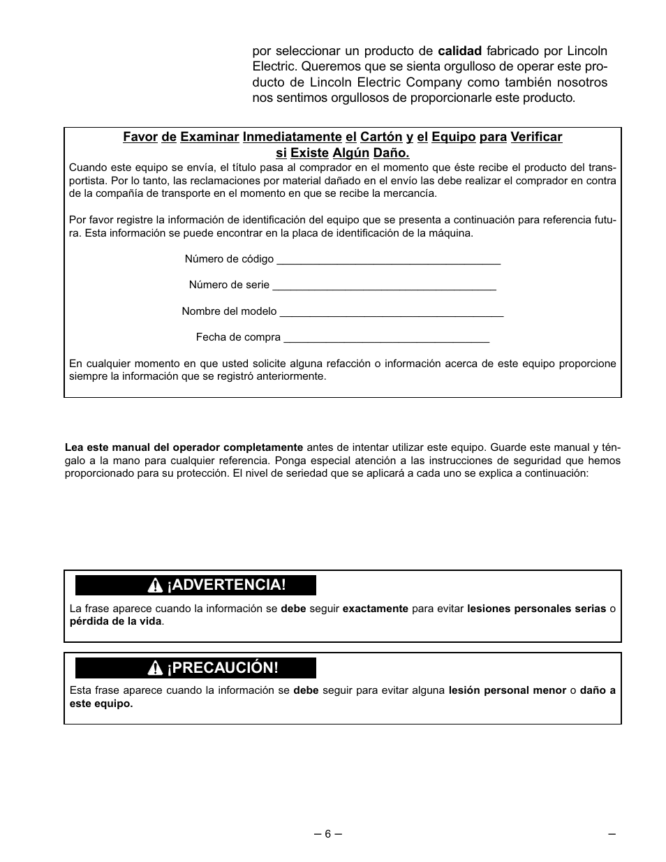 Gracias | Lincoln Electric IM402 IDEALARC AC_DC 250 User Manual | Page 7 / 23