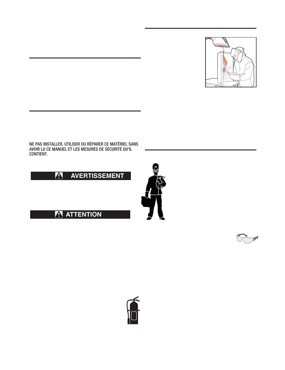 Attention avertissement | Lincoln Electric IMT237 AC_DC 225_125 User Manual | Page 46 / 68