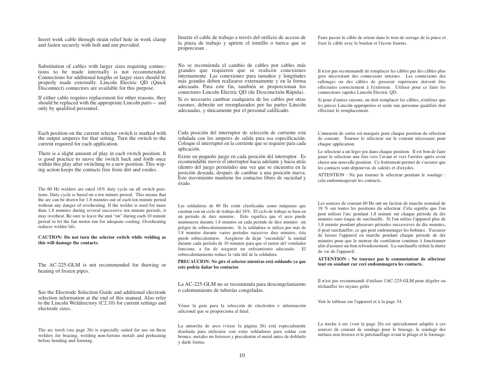 Lincoln Electric IMT545 AC-225 GLM User Manual | Page 10 / 40