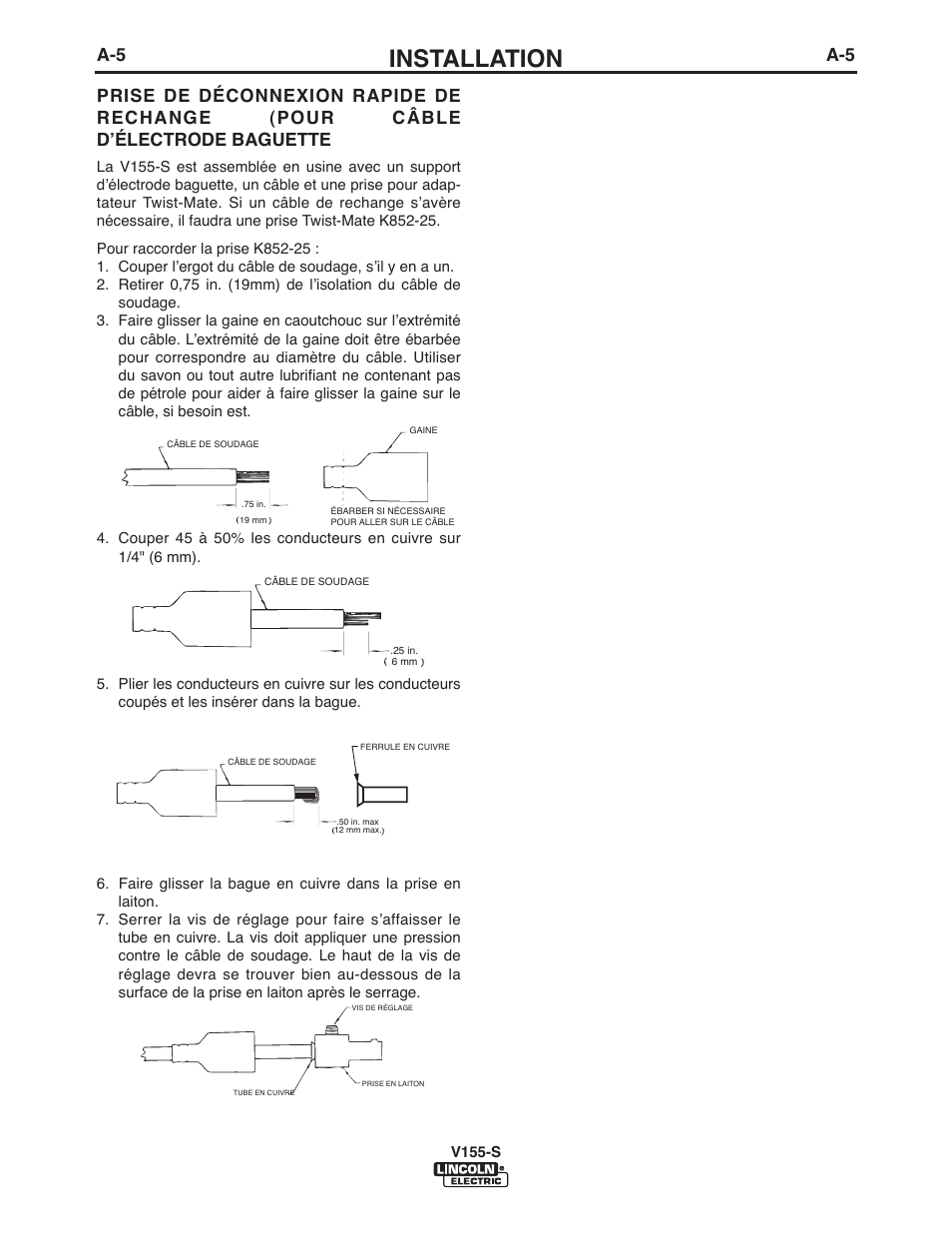 Installation | Lincoln Electric IM918 INVERTEC V155-S User Manual | Page 14 / 27