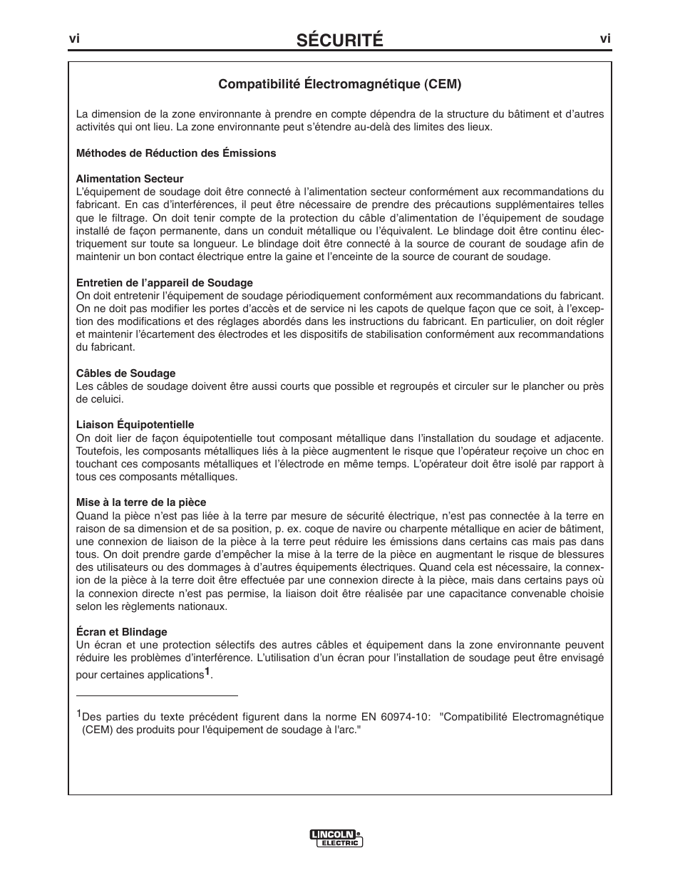 Sécurité | Lincoln Electric IM918 INVERTEC V155-S User Manual | Page 7 / 27