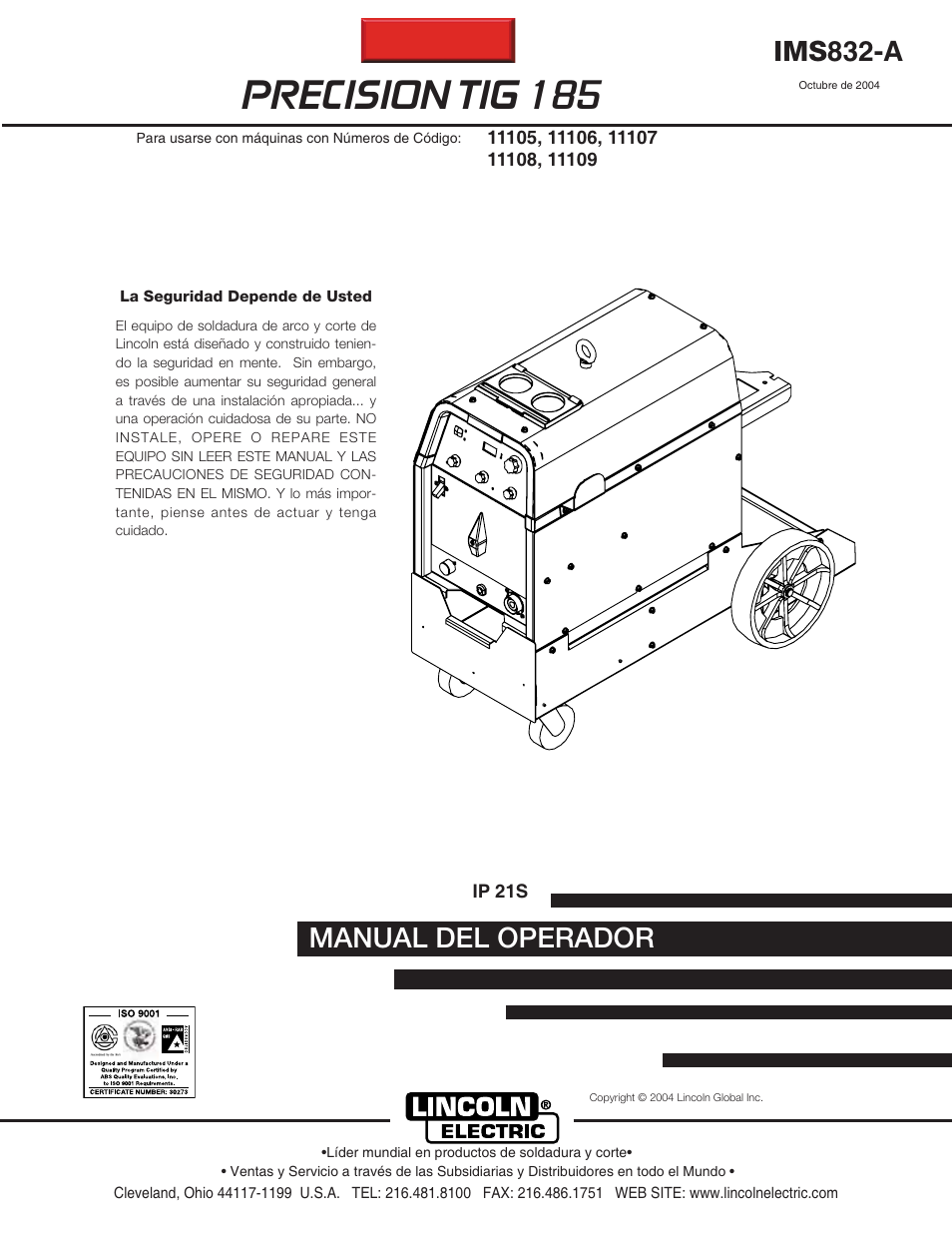 Lincoln Electric IM832 PRECISION TIG 185 User Manual | 38 pages