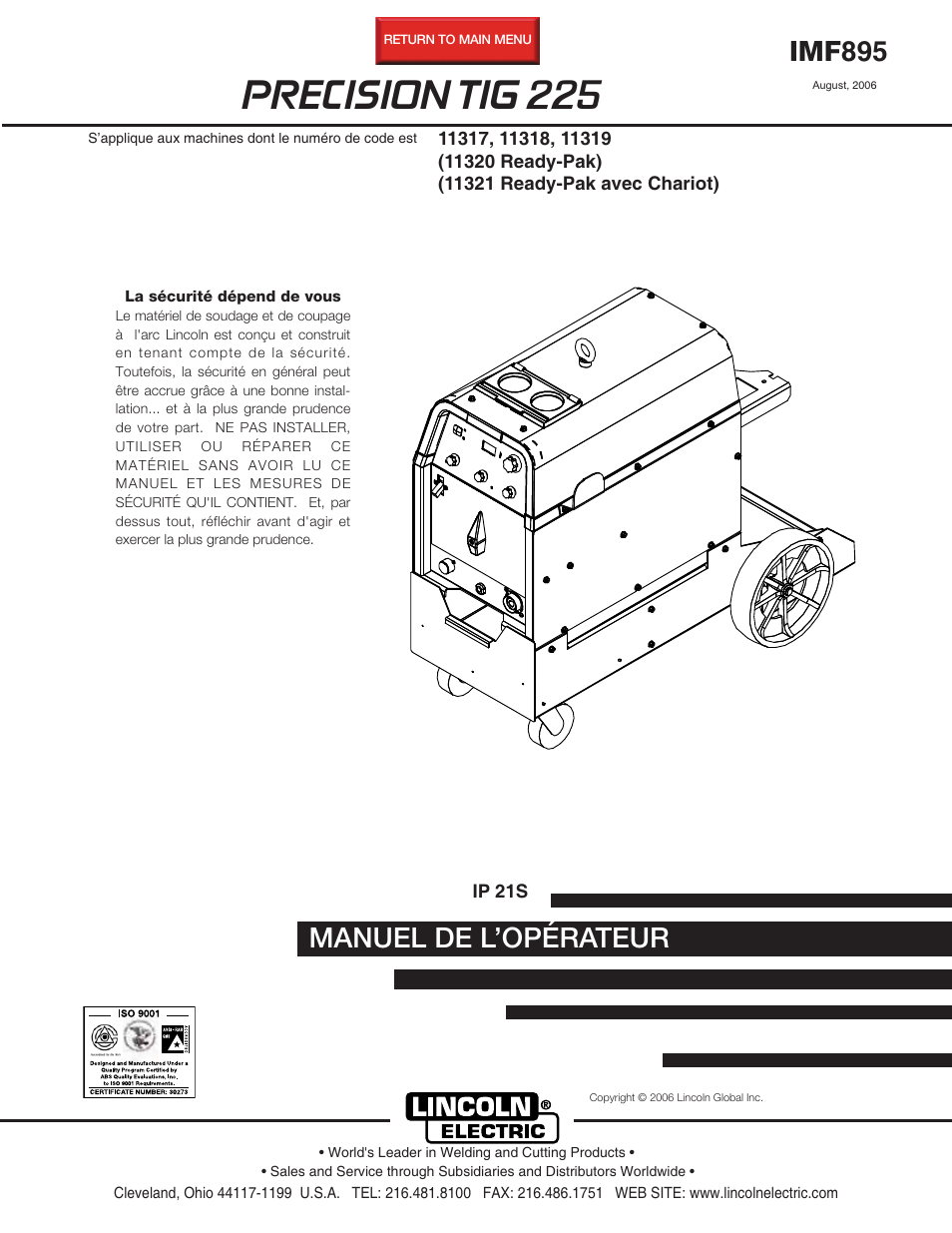 Lincoln Electric IM895 PRECISION TIG 225 User Manual | 40 pages