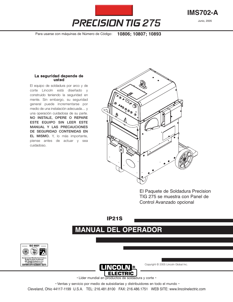Lincoln Electric IM702 PRECISION TIG 275 User Manual | 45 pages