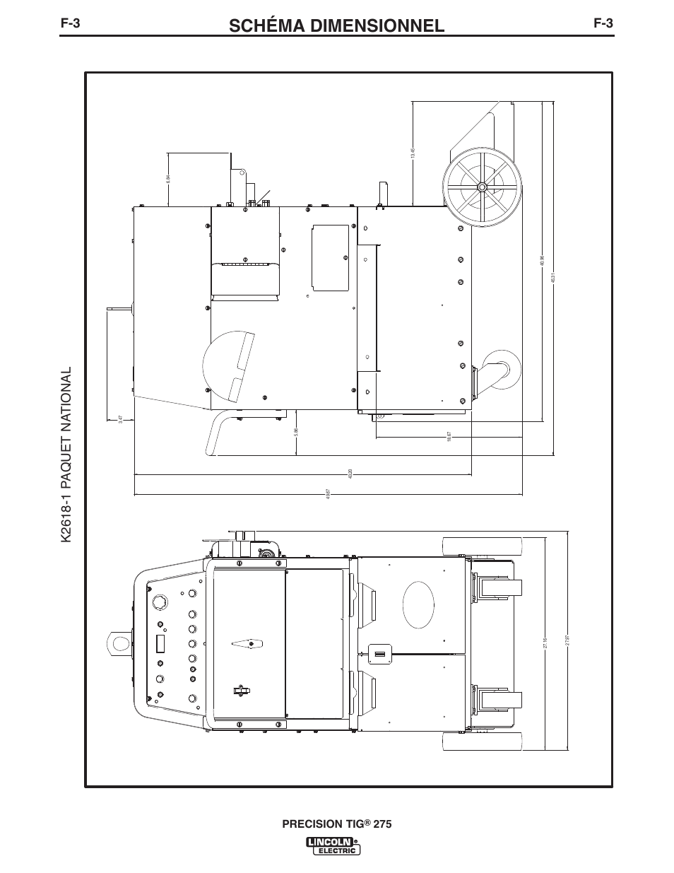 Schéma dimensionnel, Precision tig | Lincoln Electric IM897 PRECISION TIG 275 User Manual | Page 42 / 48