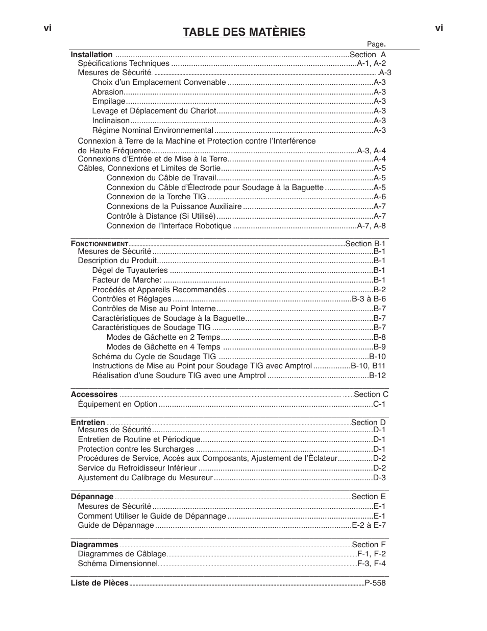 Table des matèries | Lincoln Electric IM897 PRECISION TIG 275 User Manual | Page 7 / 48