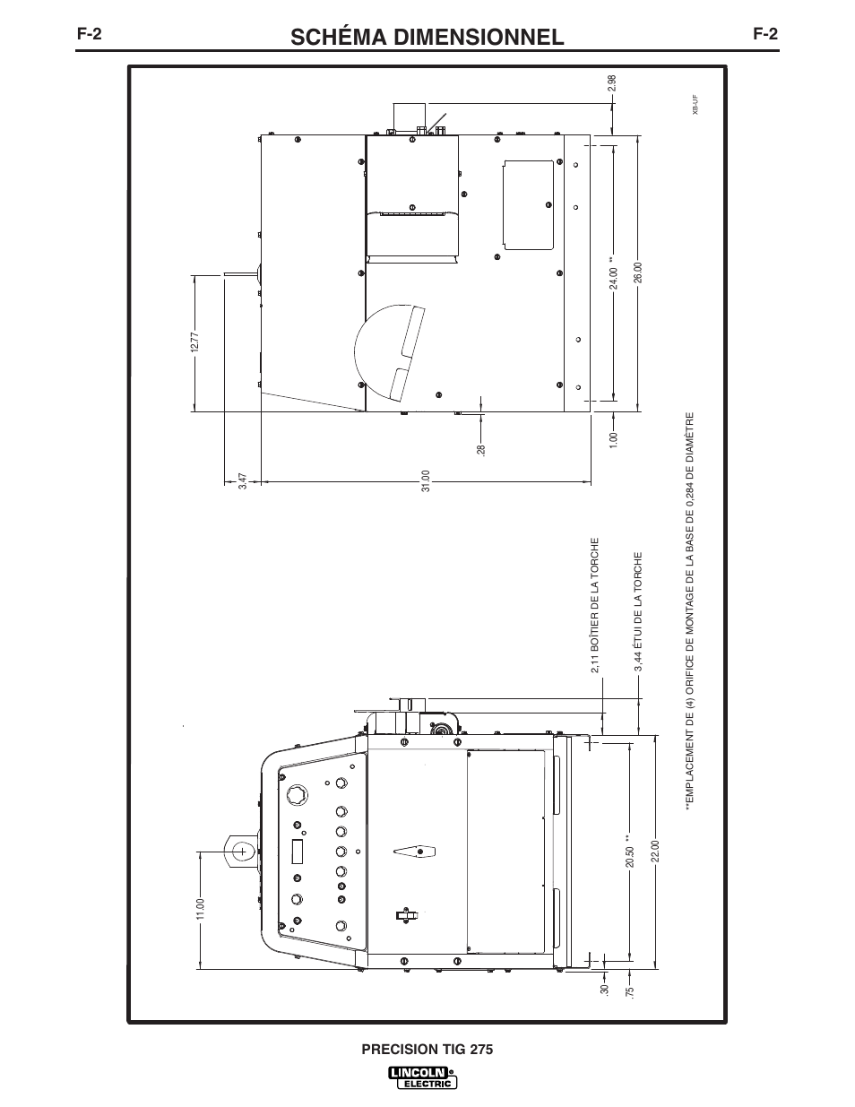 Schéma dimensionnel, Precision tig 275 | Lincoln Electric IM935 PRECISION TIG 275 User Manual | Page 41 / 46