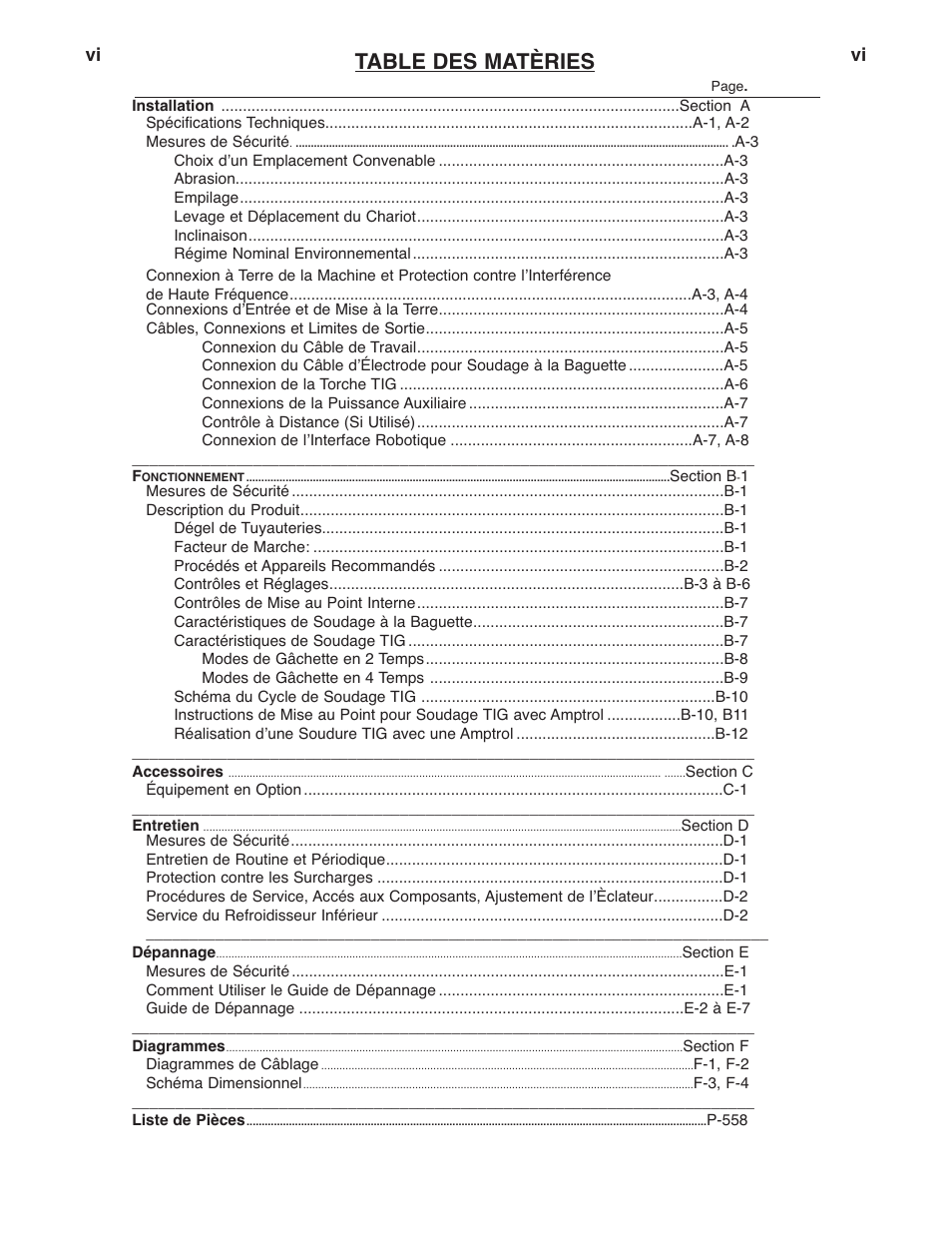 Table des matèries | Lincoln Electric IM898 PRECISION TIG 375 User Manual | Page 7 / 45