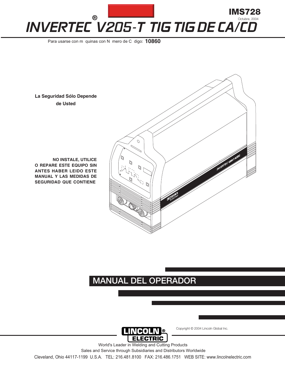 Lincoln Electric IM728 INVERTEC V205-T AC_DC TIG User Manual | 36 pages
