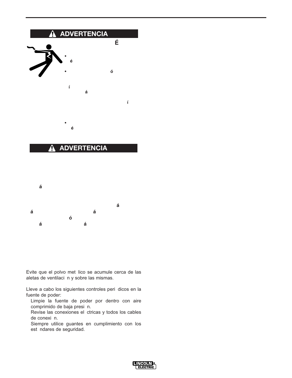 Mantenimiento, Precauciones de seguridad, Advertencia | Lincoln Electric IM728 INVERTEC V205-T AC_DC TIG User Manual | Page 26 / 36
