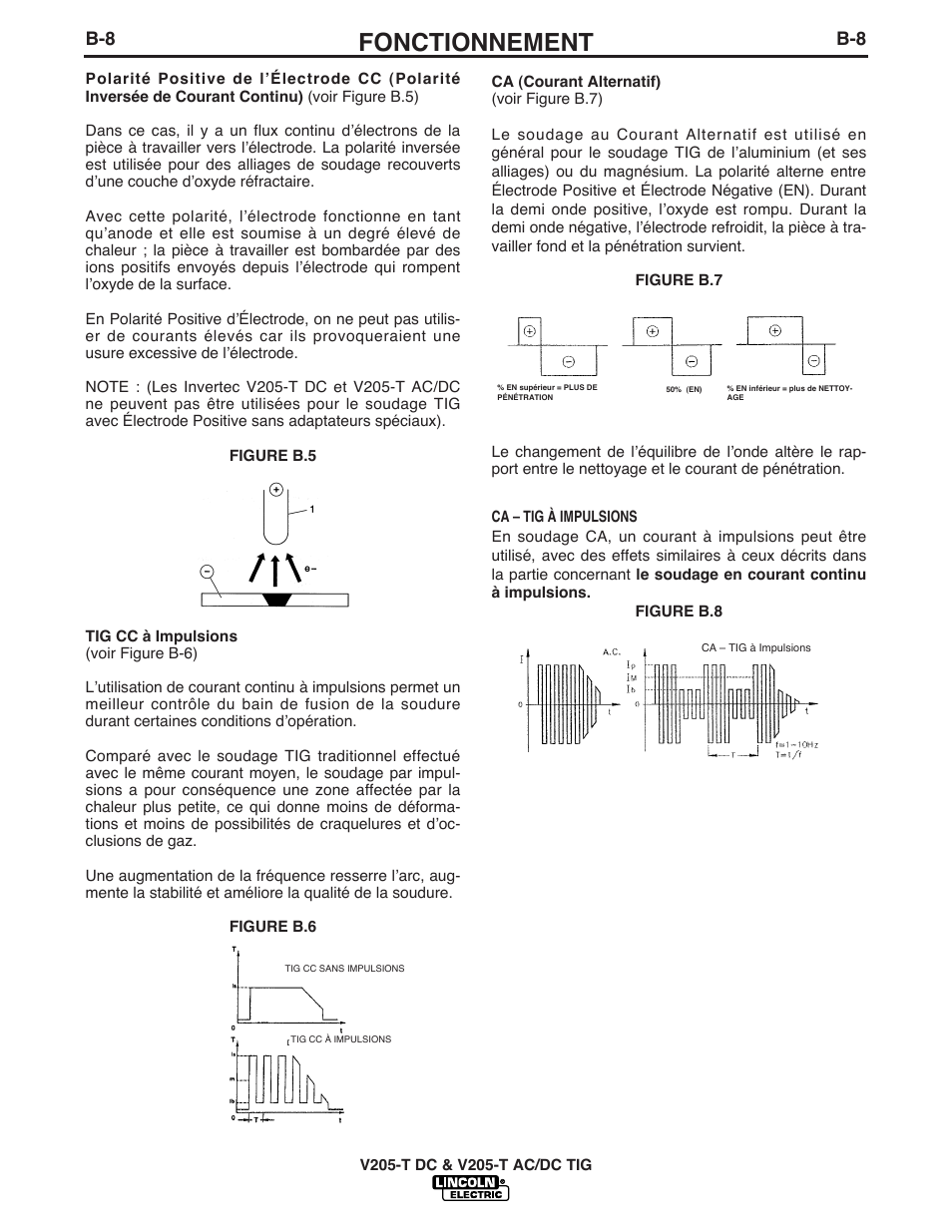 Fonctionnement | Lincoln Electric IM937 INVERTEC V205-T AC_DC TIG User Manual | Page 23 / 40