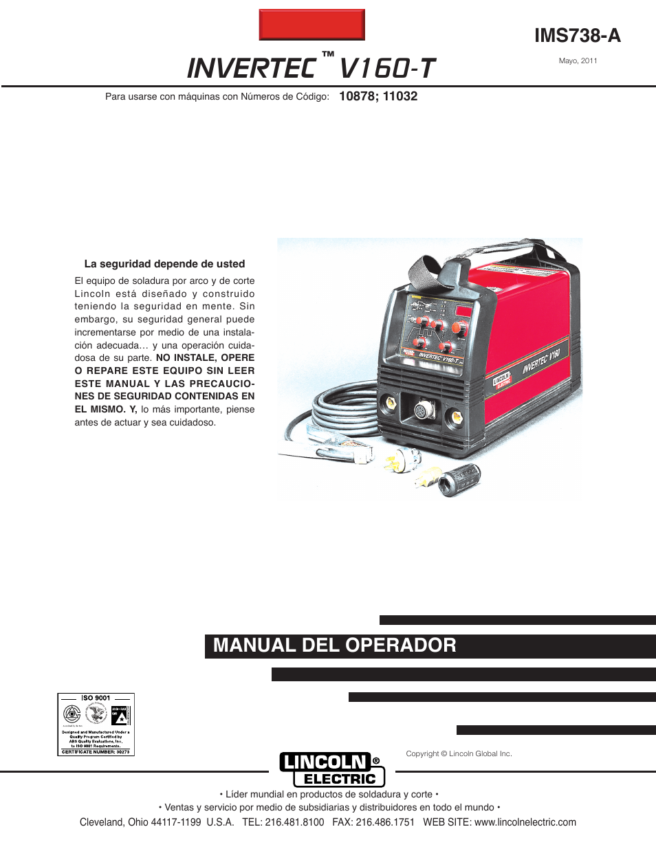 Lincoln Electric IM738 INVERTEC V160-T User Manual | 36 pages