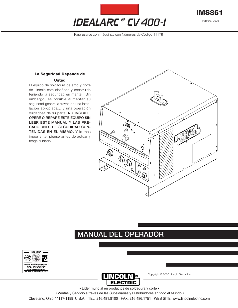 Lincoln Electric IM861 IDEALARC CV 400-I User Manual | 44 pages