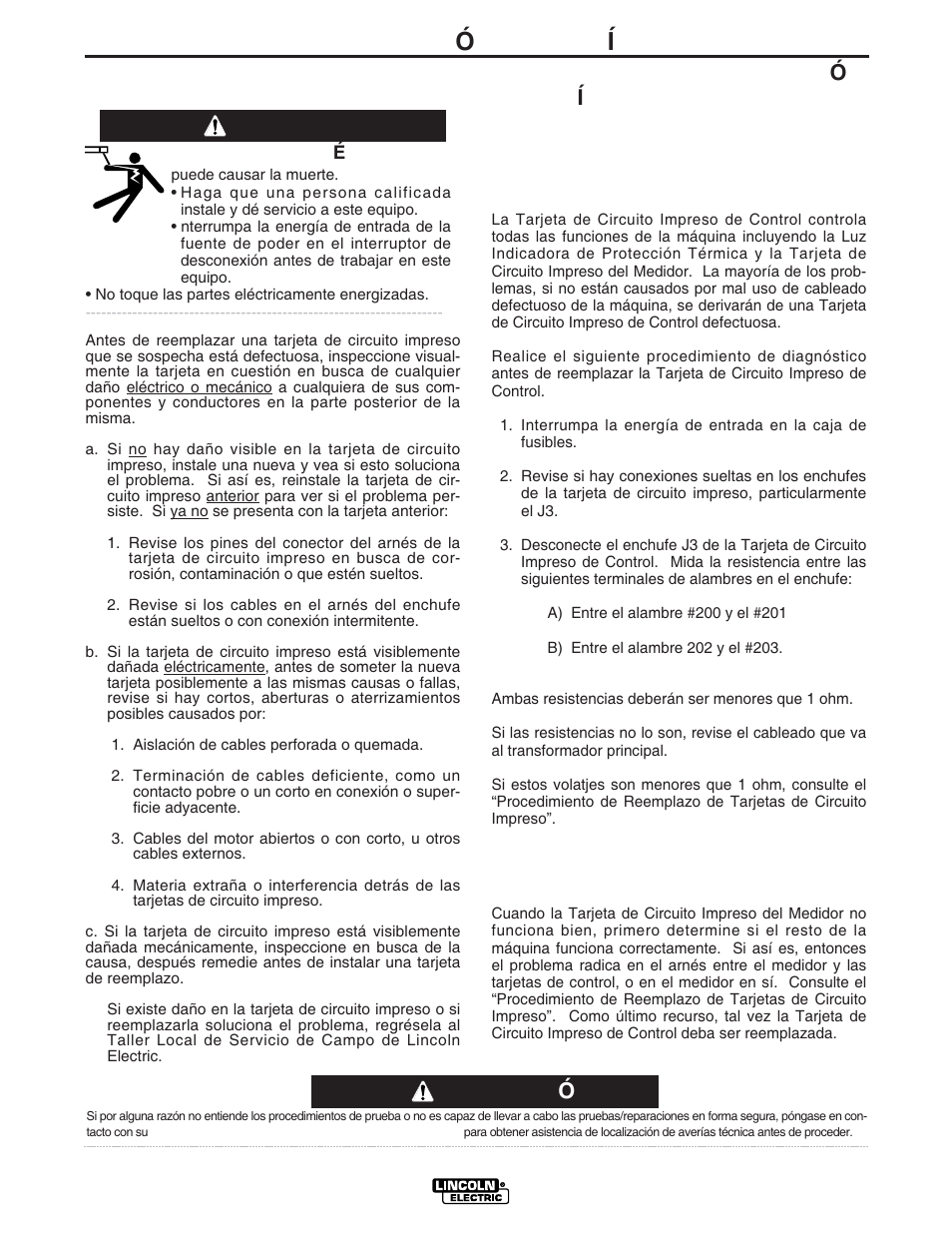 Localizaci ó n de aver í as, Precauci ó n | Lincoln Electric IM861 IDEALARC CV 400-I User Manual | Page 27 / 44