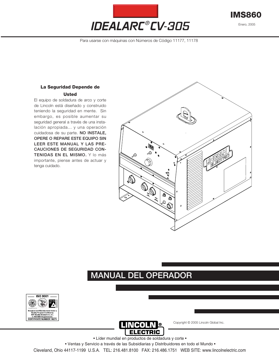 Lincoln Electric IM860 IDEALARC CV-305 User Manual | 41 pages