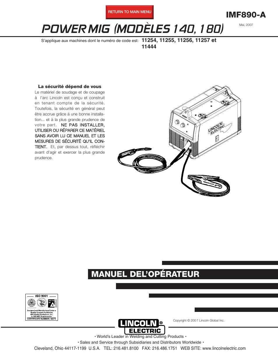Lincoln Electric IM890 POWER MIG 140_180 User Manual | 42 pages