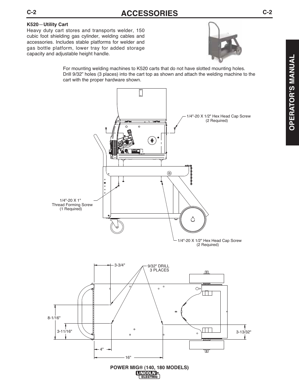 Accessories, Opera t orʼs manual | Lincoln Electric IMT10099 POWER MIG 140_180 User Manual | Page 25 / 104