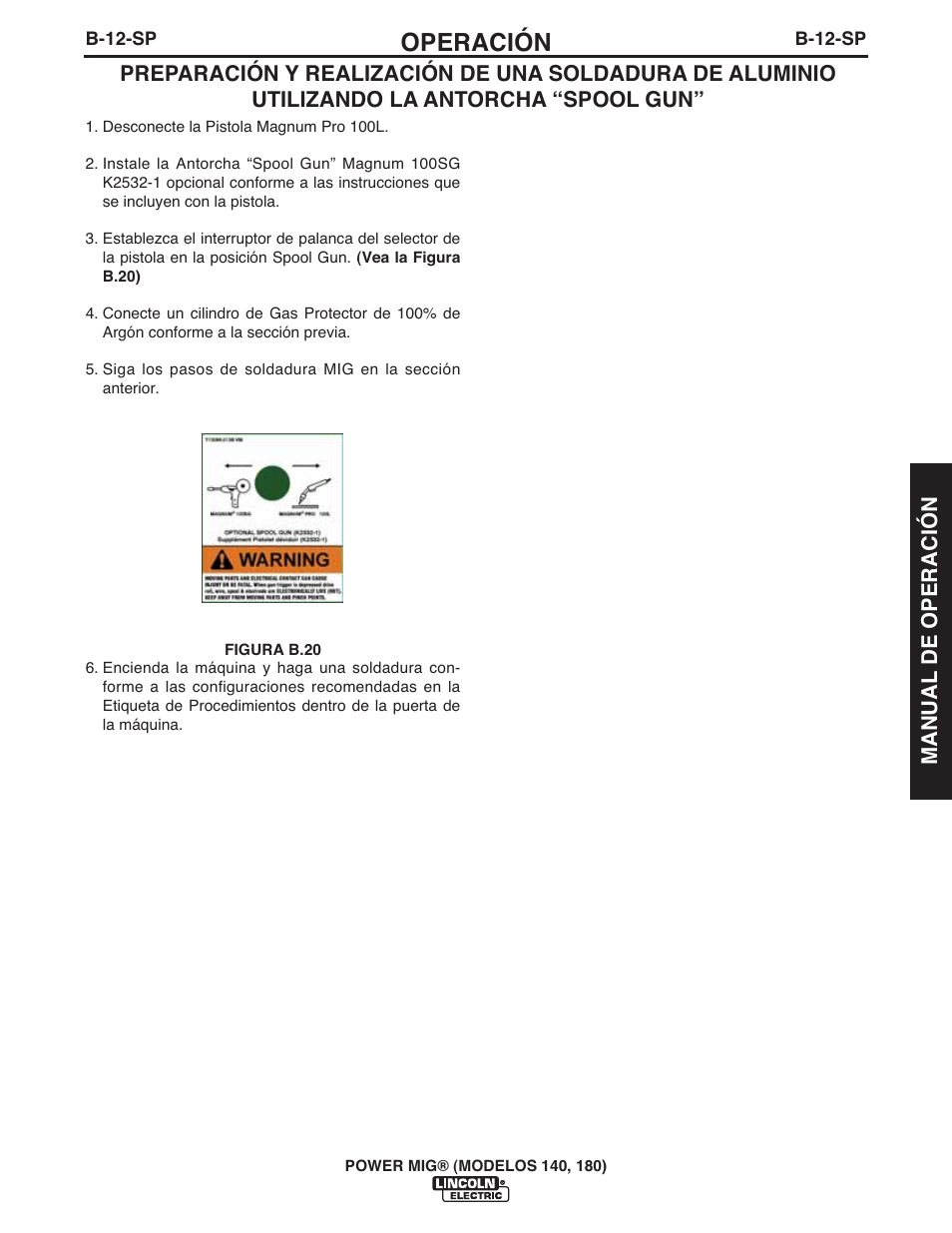 Operación | Lincoln Electric IMT10099 POWER MIG 140_180 User Manual | Page 57 / 104