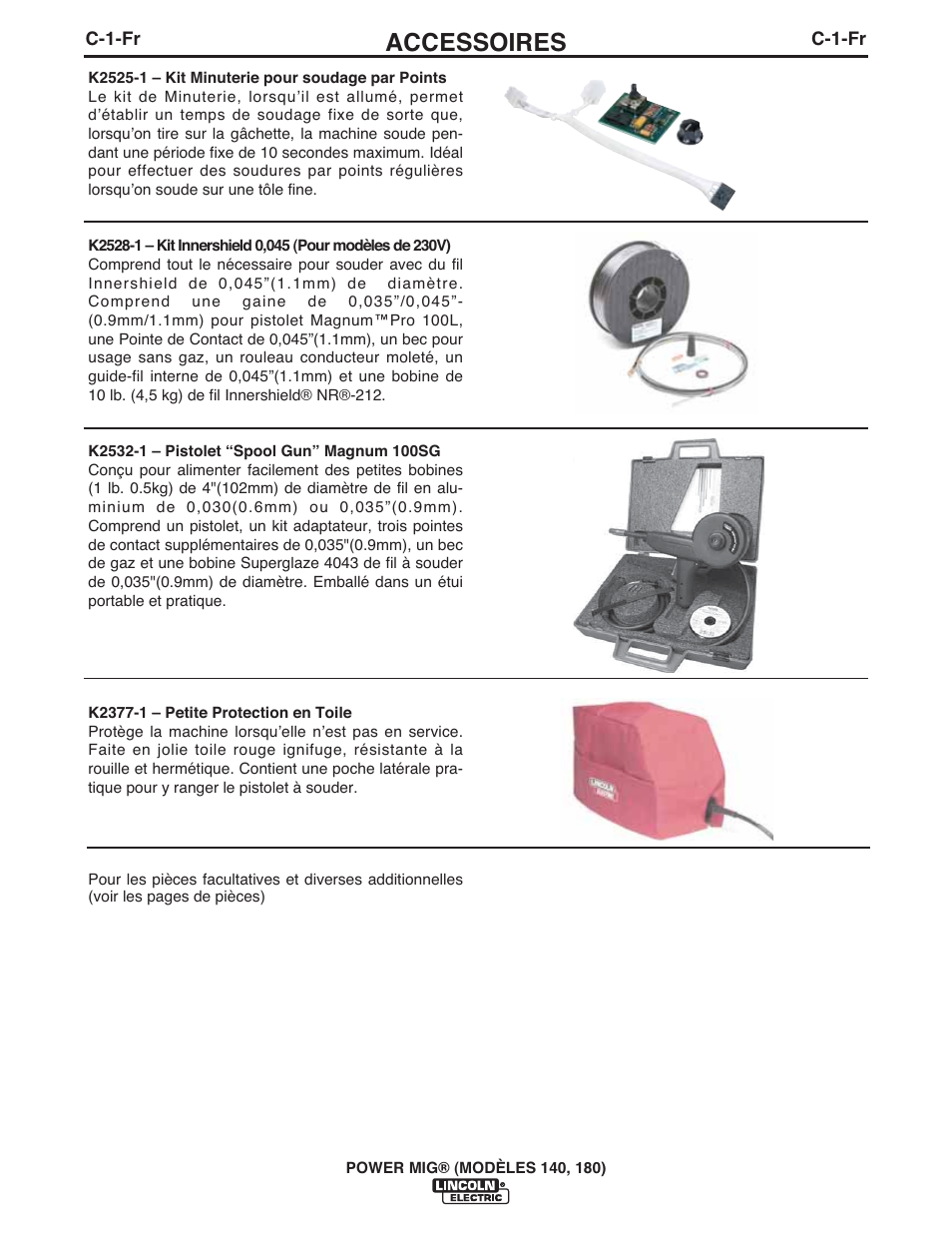 Accessoires | Lincoln Electric IMT10099 POWER MIG 140_180 User Manual | Page 92 / 104