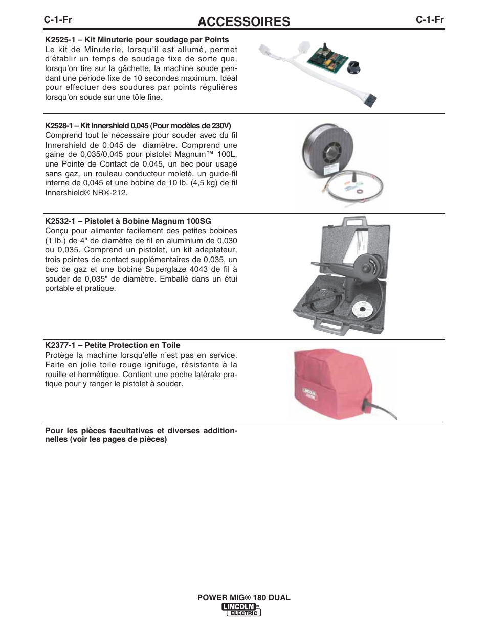 Accessoires | Lincoln Electric IMT10089 POWER MIG 180 DUAL User Manual | Page 80 / 92