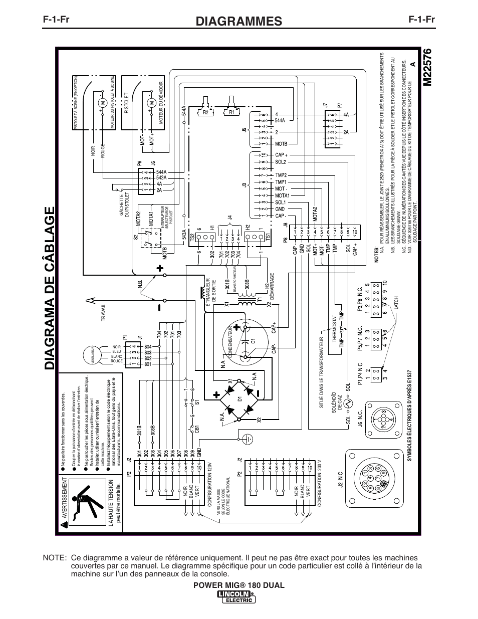 Diagrammes, F-1-fr, Power mig® 180 dual | Lincoln Electric IMT10089 POWER MIG 180 DUAL User Manual | Page 88 / 92