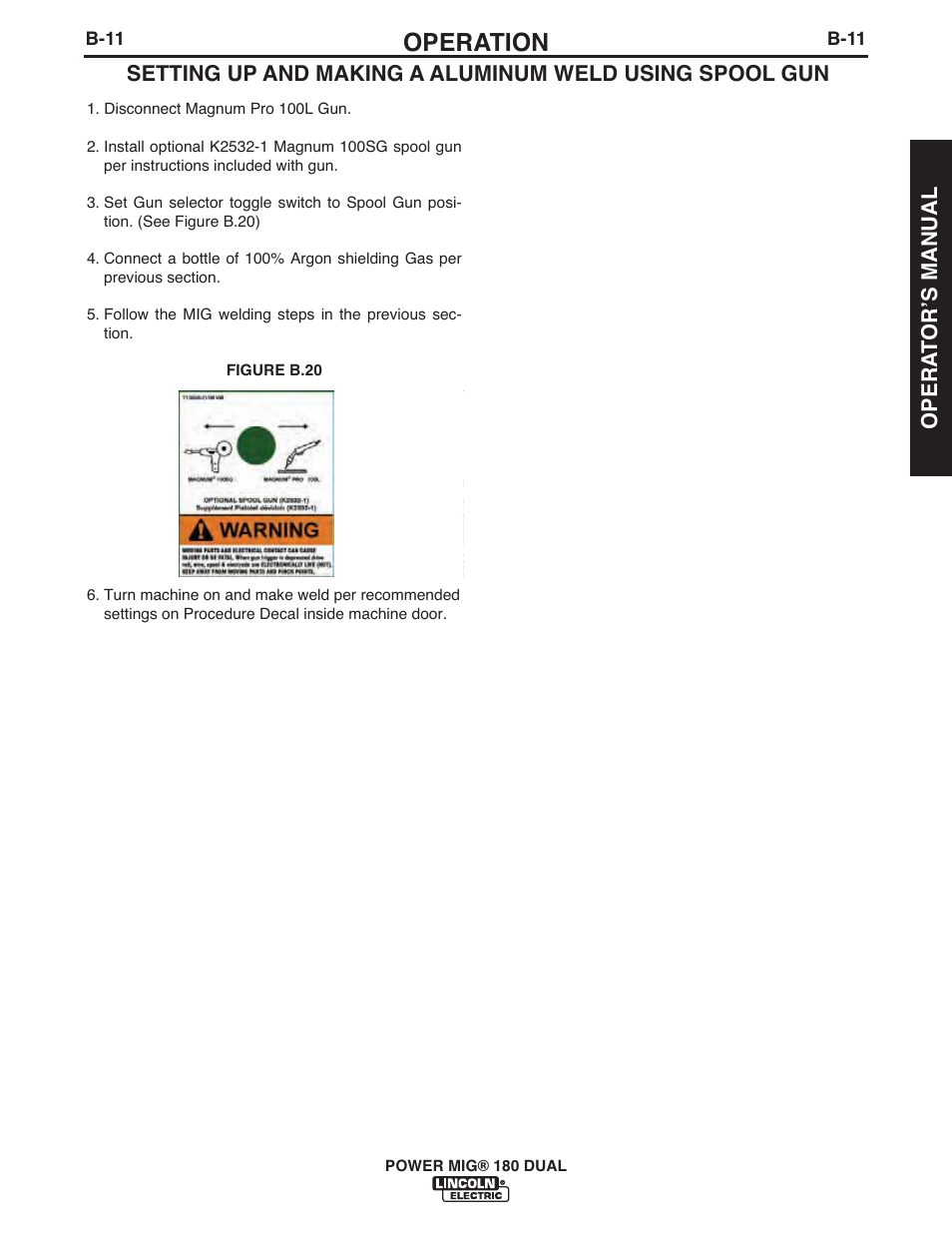 Operation | Lincoln Electric IMT10106 POWER MIG 180 DUAL User Manual | Page 19 / 92