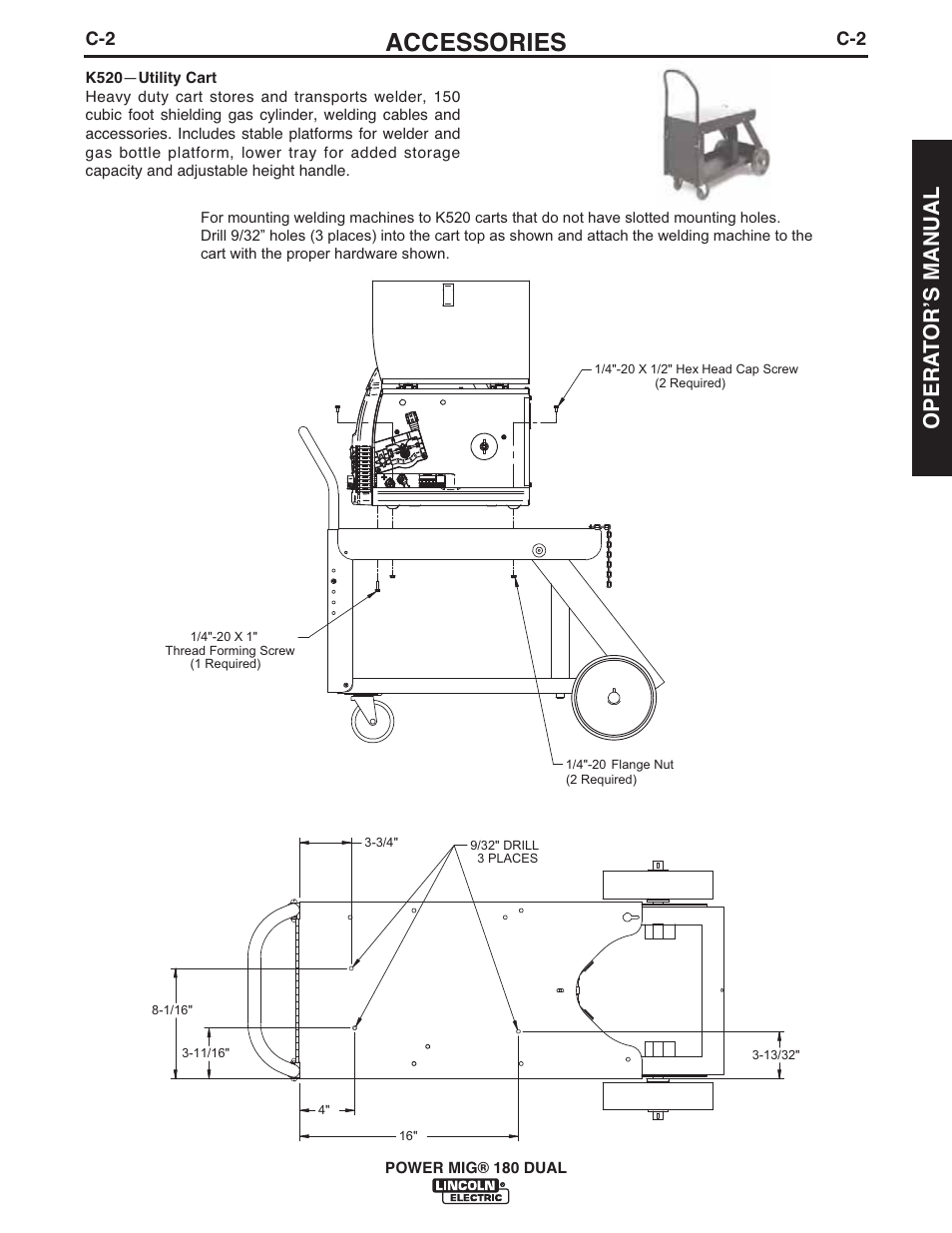 Accessories, Opera t orʼs manual | Lincoln Electric IMT10106 POWER MIG 180 DUAL User Manual | Page 21 / 92