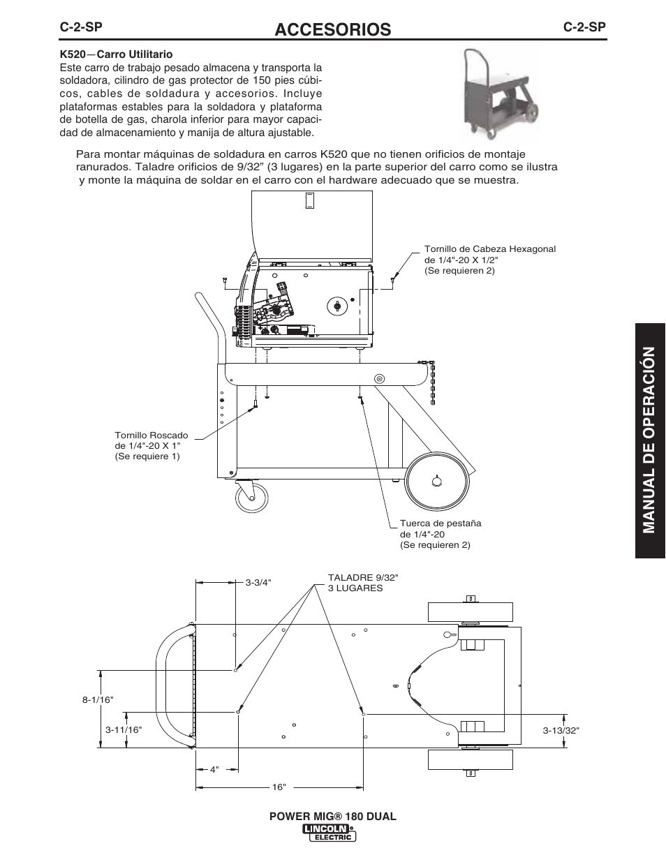 Accesorios, Manual de operación | Lincoln Electric IMT10106 POWER MIG 180 DUAL User Manual | Page 51 / 92