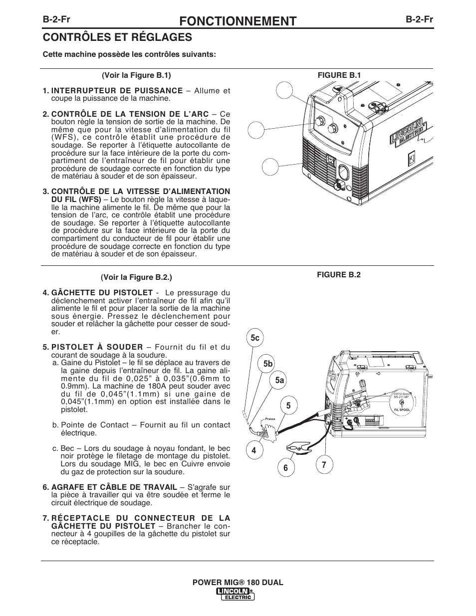 Fonctionnement, Contrôles et réglages | Lincoln Electric IMT10106 POWER MIG 180 DUAL User Manual | Page 70 / 92