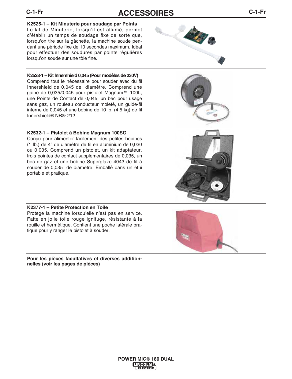 Accessoires | Lincoln Electric IMT10106 POWER MIG 180 DUAL User Manual | Page 80 / 92