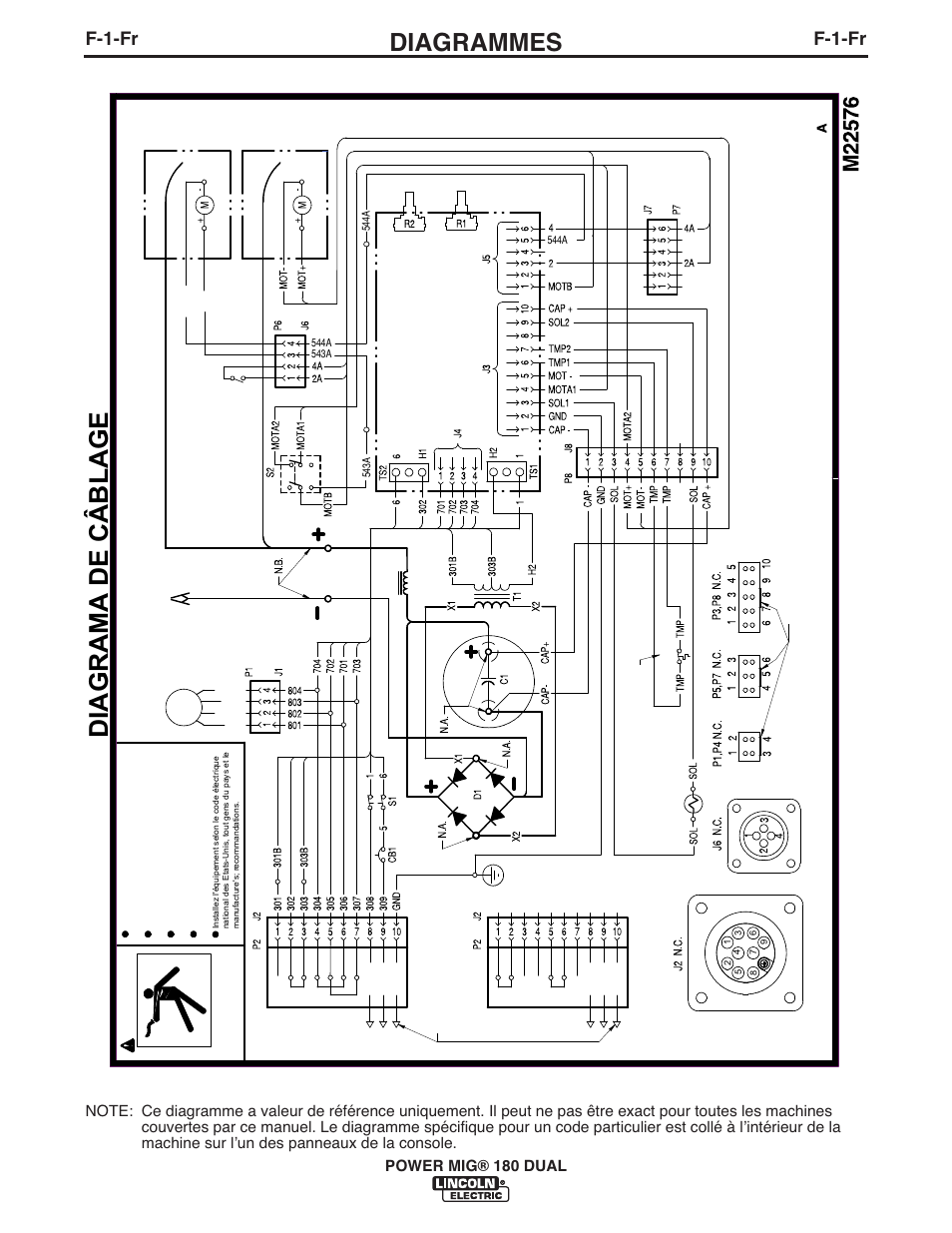 Diagrama de c â blage, Diagrammes, F-1-fr | Power mig® 180 dual | Lincoln Electric IMT10106 POWER MIG 180 DUAL User Manual | Page 88 / 92