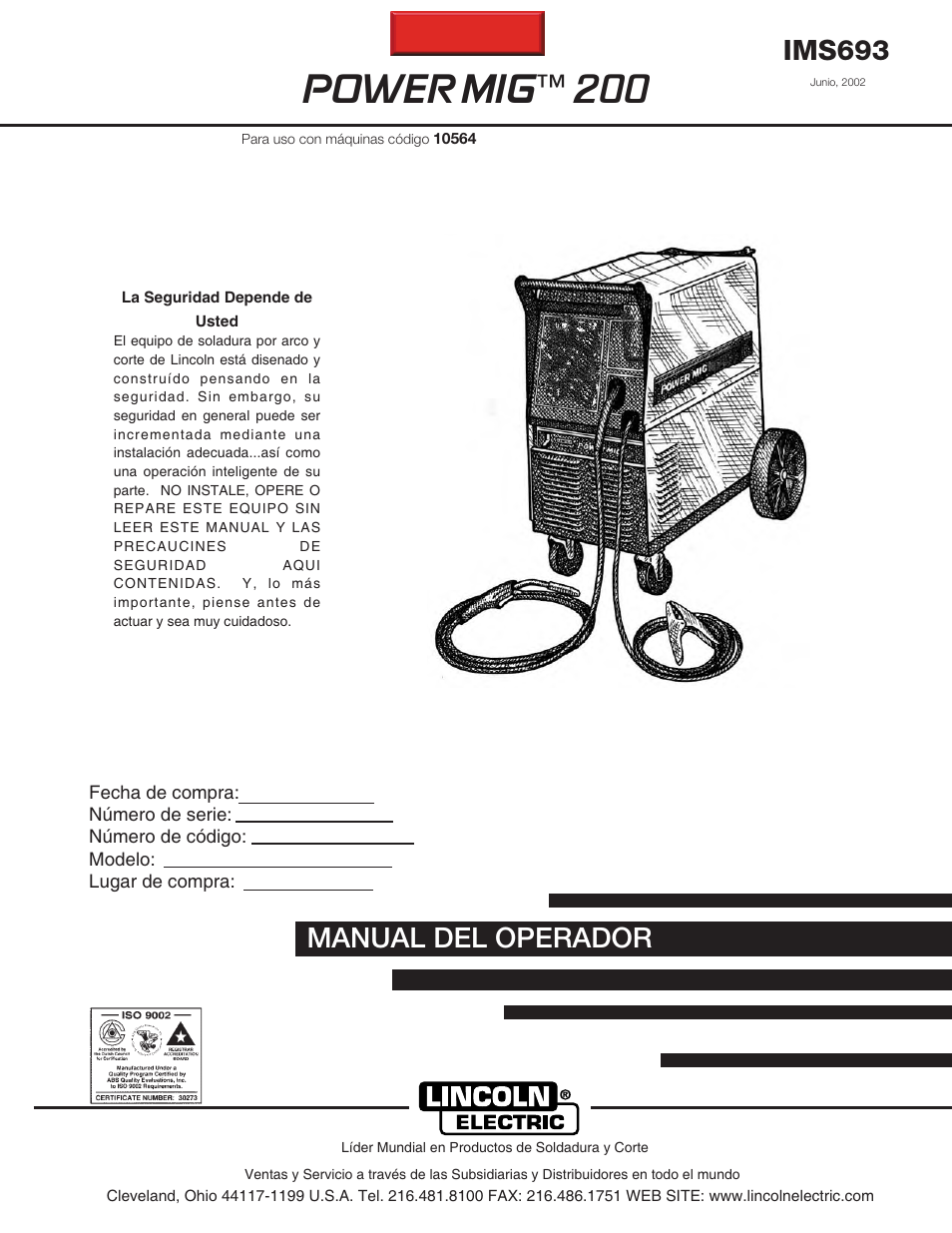 Lincoln Electric IM693 POWER MIG 200 User Manual | 32 pages