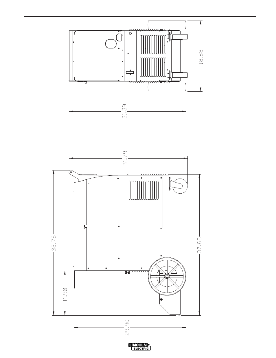 Impresion de las dimensiones | Lincoln Electric IM693 POWER MIG 200 User Manual | Page 28 / 32