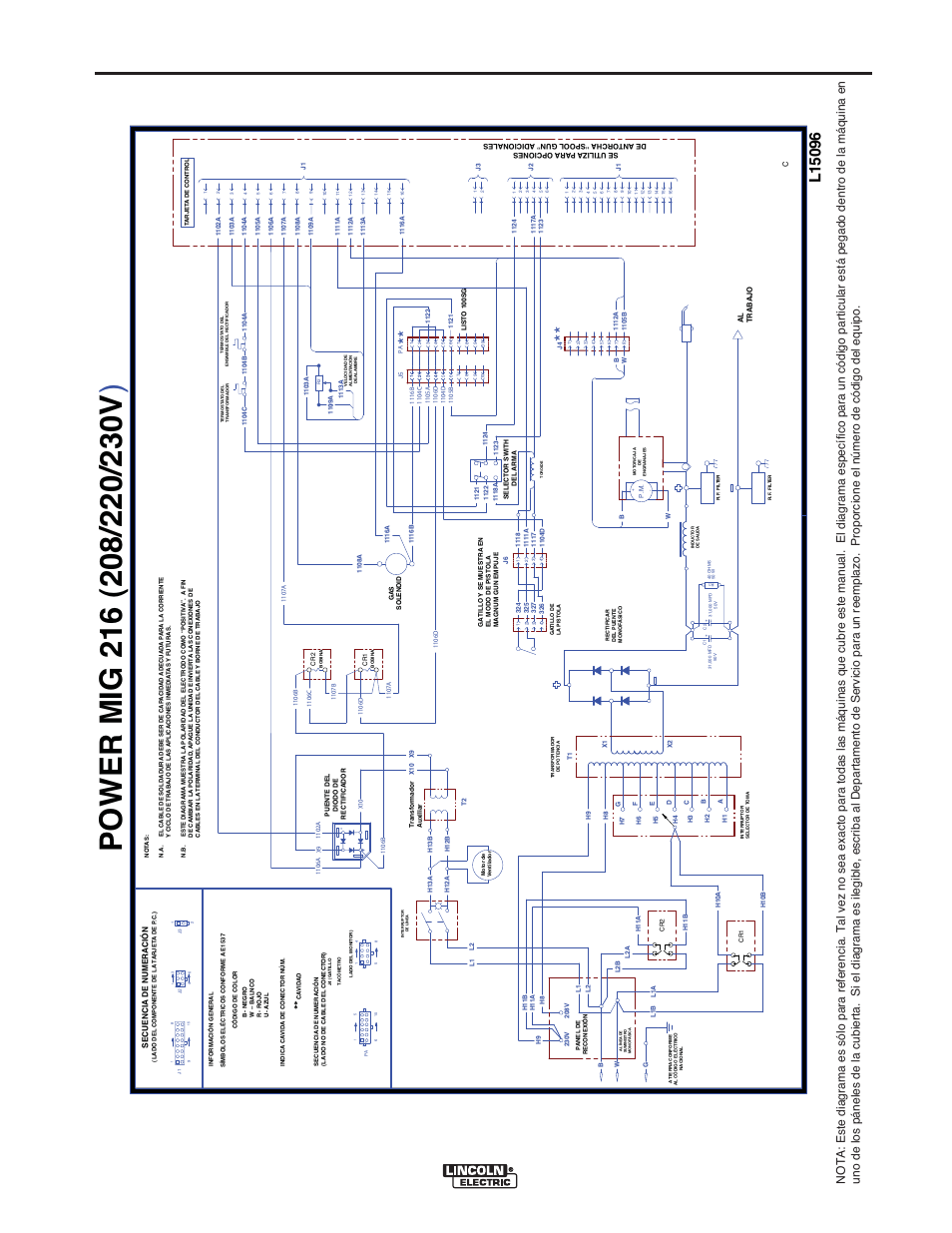 Diagramas de cableado, Power mig® 216 | Lincoln Electric IMT10016 POWER MIG 216 User Manual | Page 62 / 100