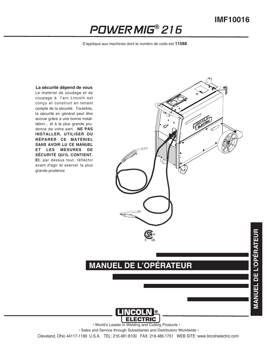 Power mig | Lincoln Electric IMT10016 POWER MIG 216 User Manual | Page 65 / 100