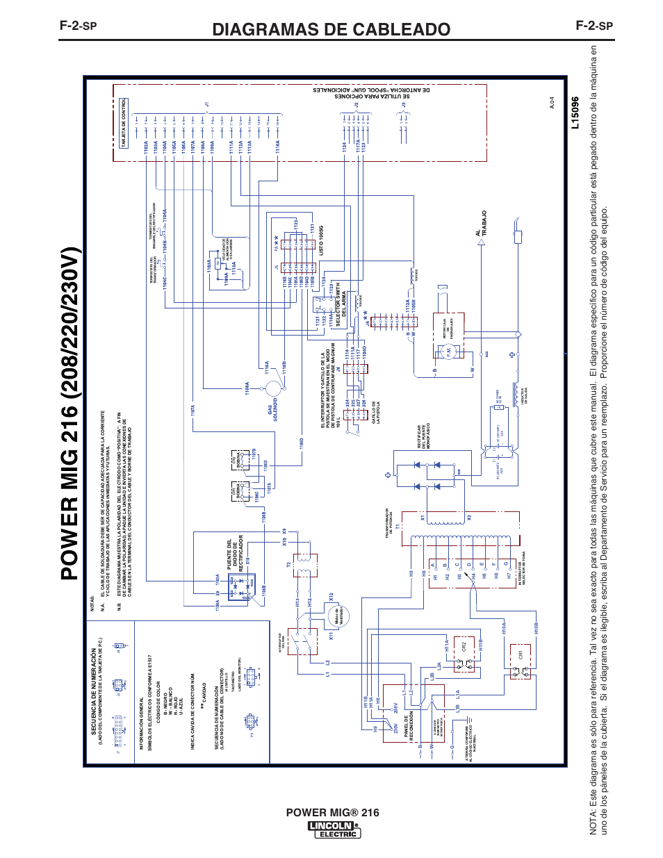 Diagramas de cableado, Power mig® 216 | Lincoln Electric IMT10097 POWER MIG 216 User Manual | Page 62 / 100