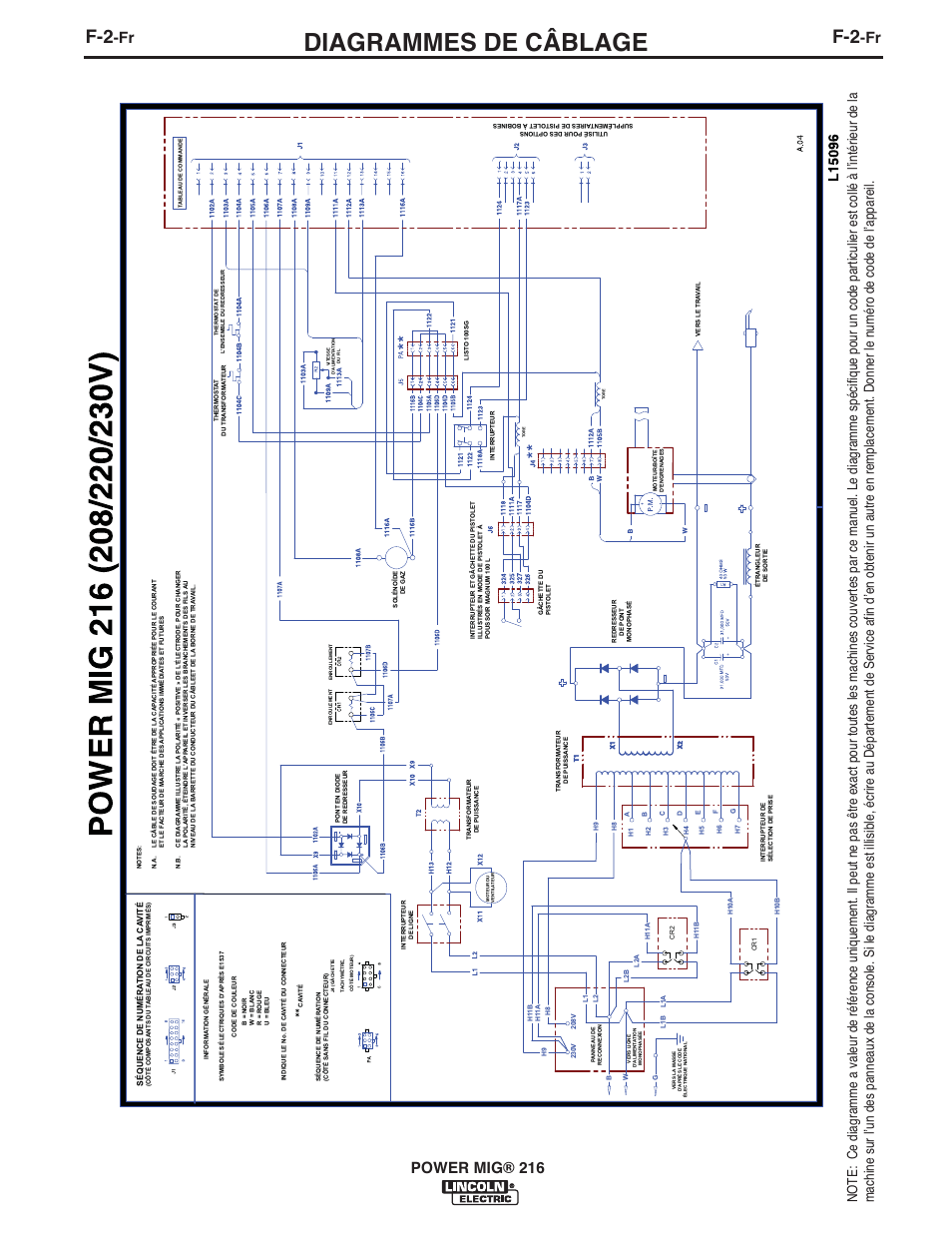 Diagrammes de câblage, Power mig® 216 | Lincoln Electric IMT10097 POWER MIG 216 User Manual | Page 94 / 100