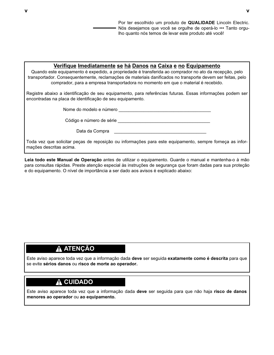 Obrigado | Lincoln Electric IMT636 POWER MIG 255 User Manual | Page 6 / 41