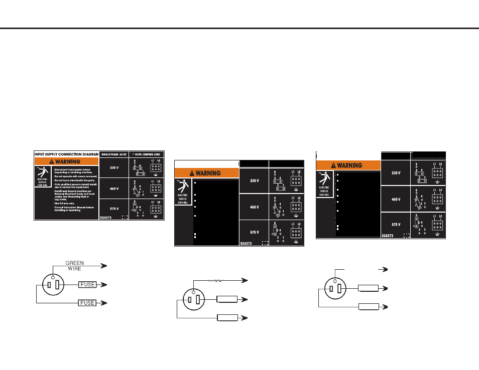 Installation, Instalación, Cable | Figure a.3 —receptacle diagram, Verde, Fil vert | Lincoln Electric IMT864 POWER MIG 255C User Manual | Page 13 / 58