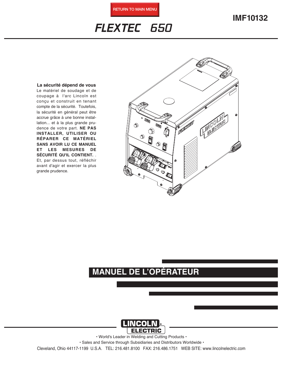 Lincoln Electric IM10132 FLEXTEC 650 User Manual | 36 pages