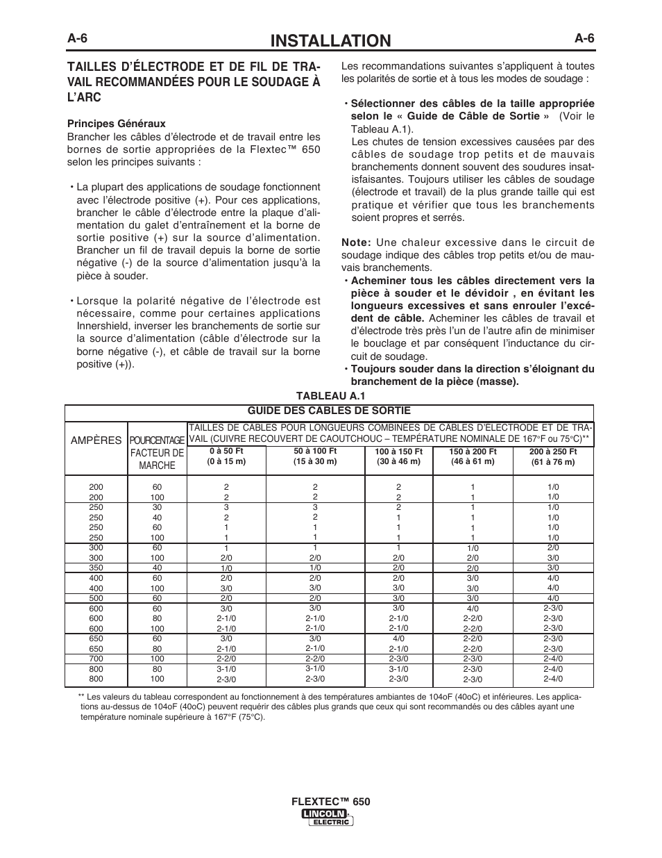 Installation | Lincoln Electric IM10132 FLEXTEC 650 User Manual | Page 13 / 36