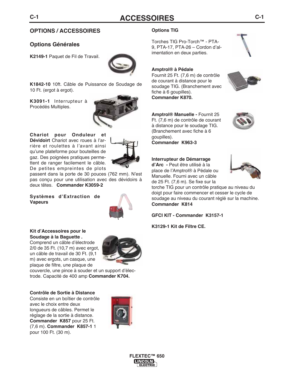 Accessoires | Lincoln Electric IM10132 FLEXTEC 650 User Manual | Page 25 / 36