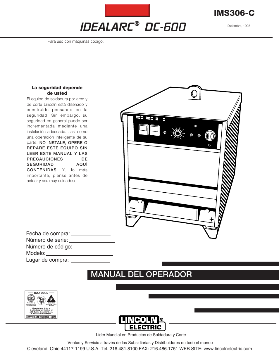 Lincoln Electric IM306 IDEALARC DC-600 User Manual | 51 pages