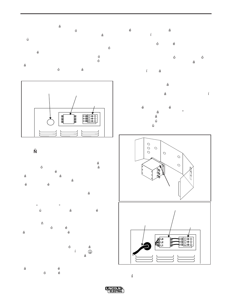 Instalacion, Conexiones electricas de entrada, Tama ñ os de fusibles y cables | Conexion a tierra, Conexiones de la fuente de energia de entrada | Lincoln Electric IM306 IDEALARC DC-600 User Manual | Page 11 / 51