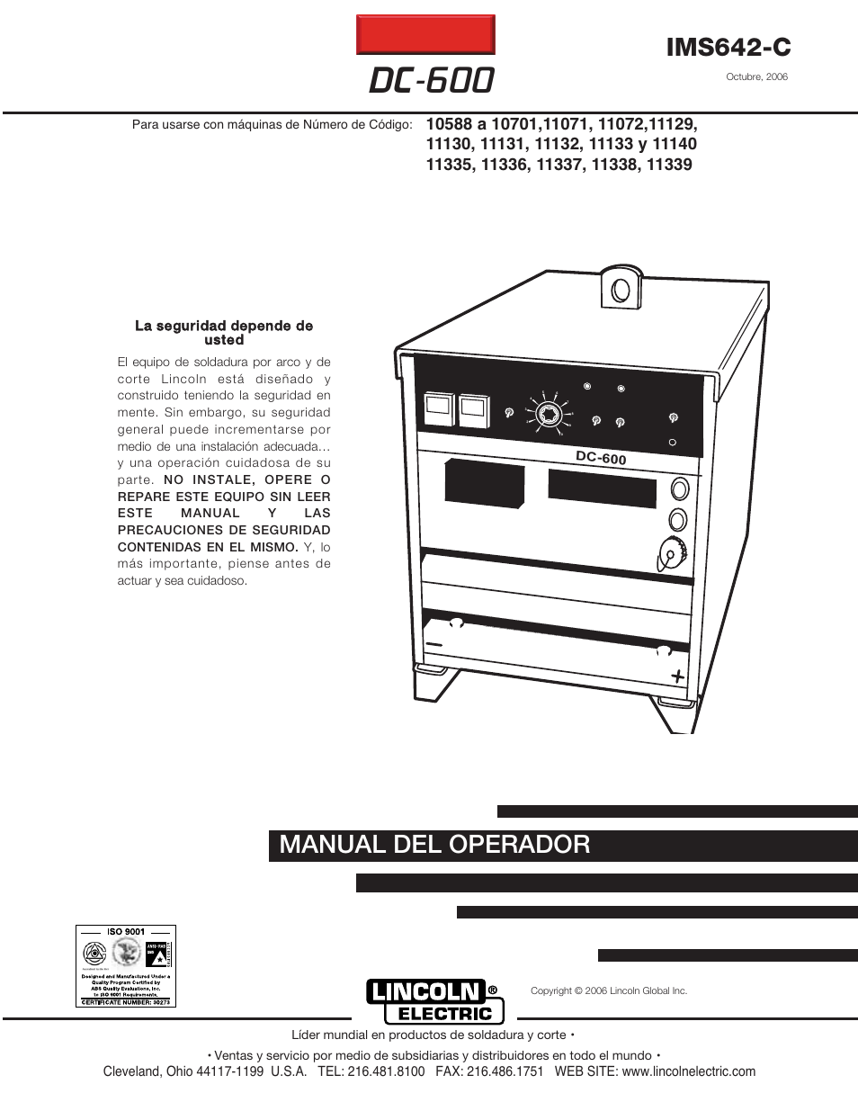 Lincoln Electric IM642 IDEALARC DC-600 User Manual | 56 pages